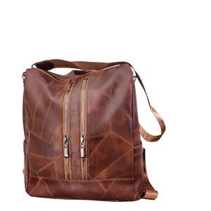Brown Classic Vintage Functional Purse, Work, Travel Backpack